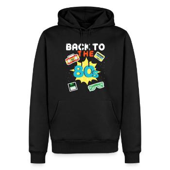 Vintage 80er Jahre Spaß und Stil - Männer Premium Bio Hoodie - Schwarz - Vorne - Nico (187cm)