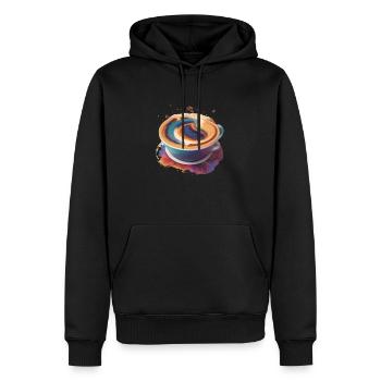 Space Galaxy Coffee - Men’s Premium Organic Hoodie - black - Front - Nico (187cm)