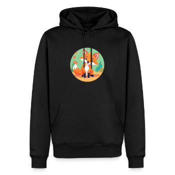 Fuchs im Herbstwald - Männer Premium Bio Hoodie - Schwarz - Vorne - Nico (187cm)