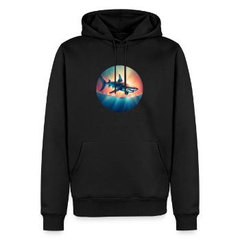 Ozeanischer Räuber Hai Shark - Männer Premium Bio Hoodie - Schwarz - Vorne - Nico (187cm)