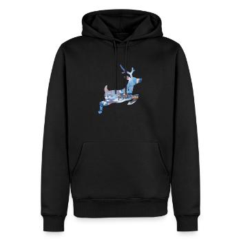 Féérie hivernale en silhouette de cerf - Sweat à capuche Premium bio Homme - noir - Devant - Nico (187cm)