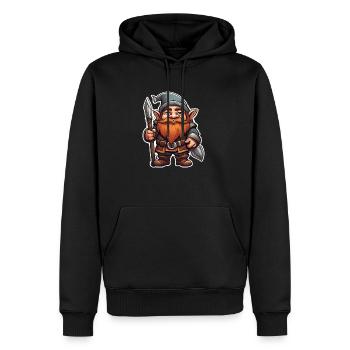 Tapferer Zwerg mit Speer - Männer Premium Bio Hoodie - Schwarz - Vorne - Nico (187cm)
