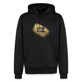Logo de la ruée vers l’or - Sweat à capuche Premium bio Homme - noir - Devant - Nico (187cm)