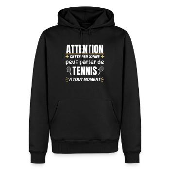 Tennis - Sweat à capuche Premium bio Homme - noir - Devant - Nico (187cm)