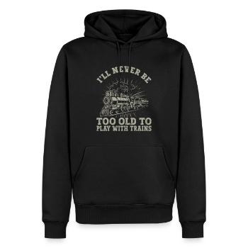 I'll never be too old to play with trains engineer - Men’s Premium Organic Hoodie - black - Front - Nico (187cm)