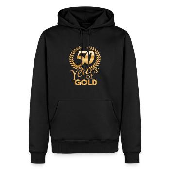 Années d'or chemise 50 années d'or - Sweat à capuche Premium bio Homme - noir - Devant - Nico (187cm)