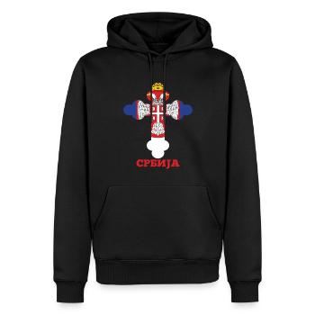 Serbia Orthodox Cross for Serbs Slava Molitva - Men’s Premium Organic Hoodie - black - Front - Nico (187cm)