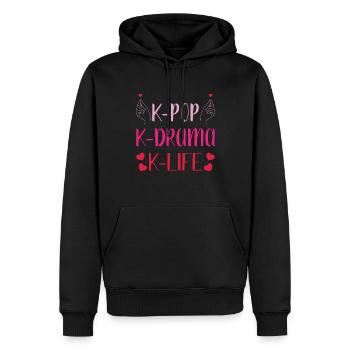 Kdrama K-Drame K Drame Séoul Kpop K-Pop Hallyu - Sweat à capuche Premium bio Homme - noir - Devant - Nico (187cm)