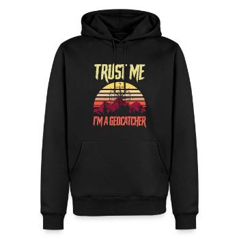 Geocache Les amateurs de géocaching | Fais-moi confiance - Sweat à capuche Premium bio Homme - noir - Devant - Nico (187cm)