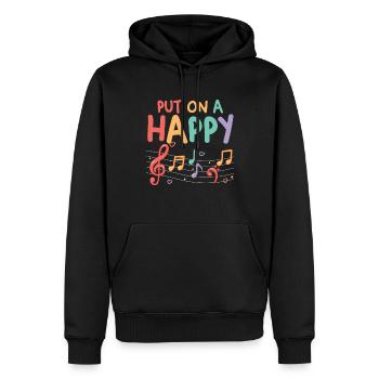 Musiciens | Amateurs de notes de musique | Poser - Sweat à capuche Premium bio Homme - noir - Devant - Nico (187cm)