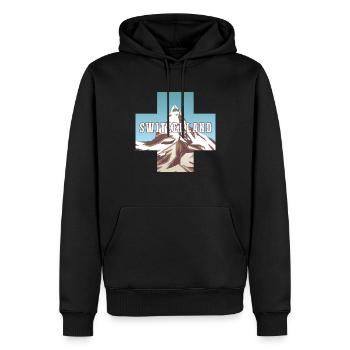 Schweiz-flagge | Schweizer Alpen | Schweiz - Männer Premium Bio Hoodie - Schwarz - Vorne - Nico (187cm)