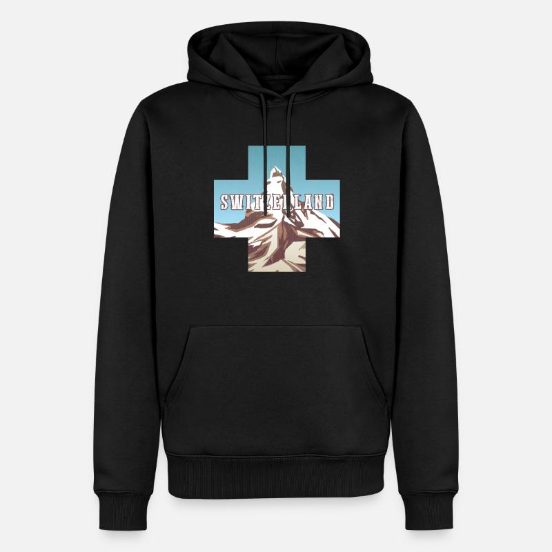 Schweiz-flagge | Schweizer Alpen | Schweiz - Männer Premium Bio Hoodie - Schwarz