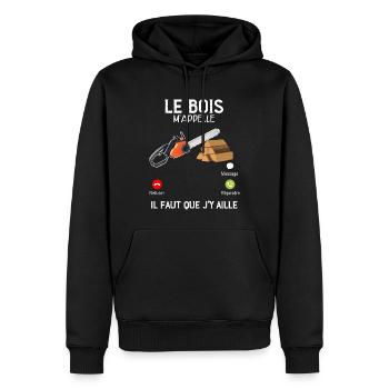 Le Bois M'Appelle - Sweat à capuche Premium bio Homme - noir - Devant - Nico (187cm)