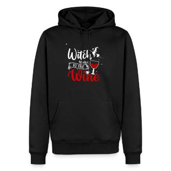 Witch way to the wine - Halloween Sprüche - Männer Premium Bio Hoodie - Schwarz - Vorne - Nico (187cm)