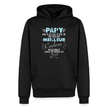 Cadeau papy Meilleur Cadeau C'est Nous - Sweat à capuche Premium bio Homme - noir - Devant - Nico (187cm)