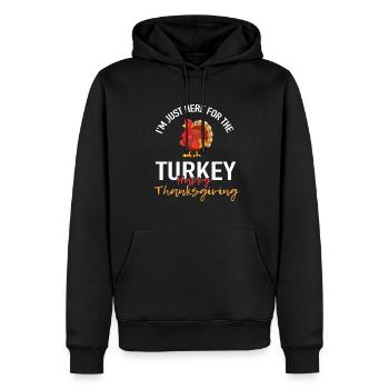 Je suis juste ici pour la dinde - Thanksgiving Day - Sweat à capuche Premium bio Homme - noir - Devant - Nico (187cm)