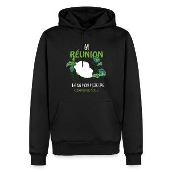 La Réunion Mon Histoire Ma Vie Cadeau Homme Femme - Sweat à capuche Premium bio Homme - noir - Devant - Nico (187cm)