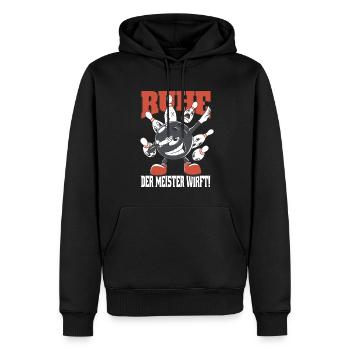 Bowling Mitgebsel Spieler Ruhe Der Meister Wirft - Männer Premium Bio Hoodie - Schwarz - Vorne - Nico (187cm)