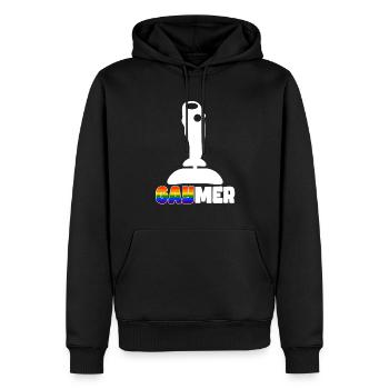 Pour les joueurs et les gaymers - Sweat à capuche Premium bio Homme - noir - Devant - Nico (187cm)