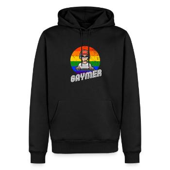 Pour les joueurs et les gaymers - Sweat à capuche Premium bio Homme - noir - Devant - Nico (187cm)