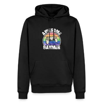 Pour les gamers et les gaymers - Sweat à capuche Premium bio Homme - noir - Devant - Nico (187cm)