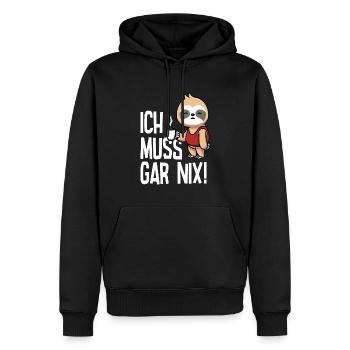Ich muss gar nix sagt das niedliche Faultier - Männer Premium Bio Hoodie - Schwarz - Vorne - Nico (187cm)