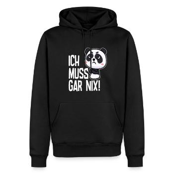 Ich muss gar nix sagt der niedliche Panda - Männer Premium Bio Hoodie - Schwarz - Vorne - Nico (187cm)