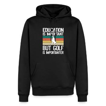 Bildung ist wichtig, aber Golf ist wichtiger - Männer Premium Bio Hoodie - Schwarz - Vorne - Nico (187cm)