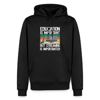 Bildung Ist Wichtig, Aber Streaming Ist wichtiger - Männer Premium Bio Hoodie - Schwarz - Vorne - Nico (187cm)