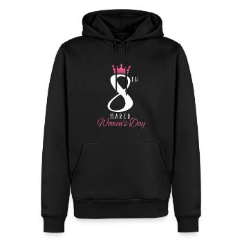 Bonne Journée internationale de la femme le 8. - Sweat à capuche Premium bio Homme - noir - Devant - Nico (187cm)