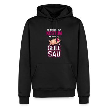 Karneval Kostüm coole geile Sau - Männer Premium Bio Hoodie - Schwarz - Vorne - Nico (187cm)