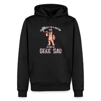 Karneval Kostüm coole geile Sau mit Zigarre - Männer Premium Bio Hoodie - Schwarz - Vorne - Nico (187cm)