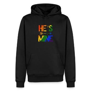 L’amour LGBTQ. Il est à moi - Sweat à capuche Premium bio Homme - noir - Devant - Nico (187cm)