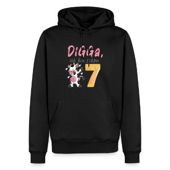 DIGGA, ich bin schon 7 - Männer Premium Bio Hoodie - Schwarz - Vorne - Nico (187cm)