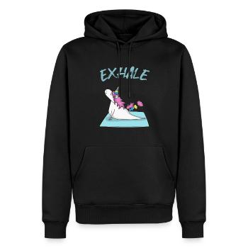 Yoga Licorne inspirer et expirer - Sweat à capuche Premium bio Homme - noir - Devant - Nico (187cm)