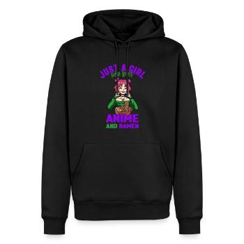 Nur ein Mädchen, das Anime-Ramen liebt - Männer Premium Bio Hoodie - Schwarz - Vorne - Nico (187cm)