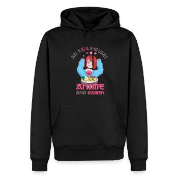 Nur ein Mädchen, das Anime-Ramen liebt - Männer Premium Bio Hoodie - Schwarz - Vorne - Nico (187cm)