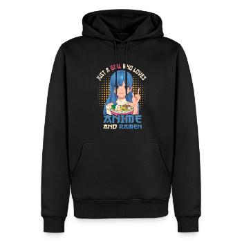 Nur ein Mädchen, das Anime-Ramen liebt - Männer Premium Bio Hoodie - Schwarz - Vorne - Nico (187cm)