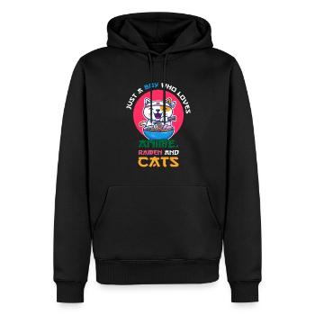 Juste un garçon qui aime les ramen d’anime - Sweat à capuche Premium bio Homme - noir - Devant - Nico (187cm)