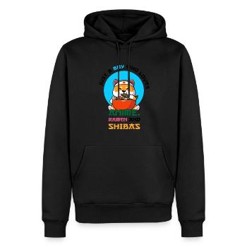 Juste un garçon qui aime l’anime, les ramen et les shibas - Sweat à capuche Premium bio Homme - noir - Devant - Nico (187cm)