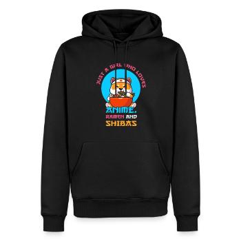 Seulement une fille qui aime l’anime, les ramen et les shibas - Sweat à capuche Premium bio Homme - noir - Devant - Nico (187cm)