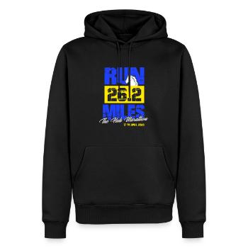 Marathon 17. April 2023 im Hub of the Universe - Männer Premium Bio Hoodie - Schwarz - Vorne - Nico (187cm)
