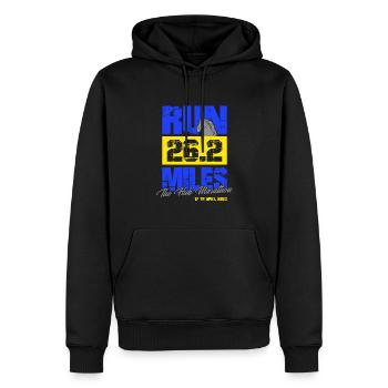 Marathon 17. April 2023 im Hub of the Universe - Männer Premium Bio Hoodie - Schwarz - Vorne - Nico (187cm)