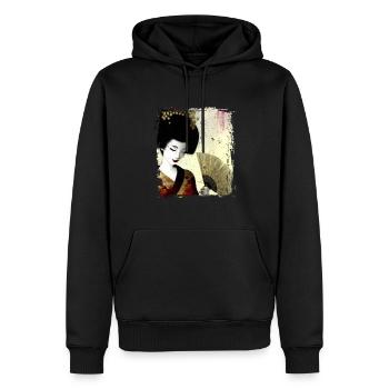 Geisha, traditionelle digitale Kunst, Japan - Männer Premium Bio Hoodie - Schwarz - Vorne - Nico (187cm)