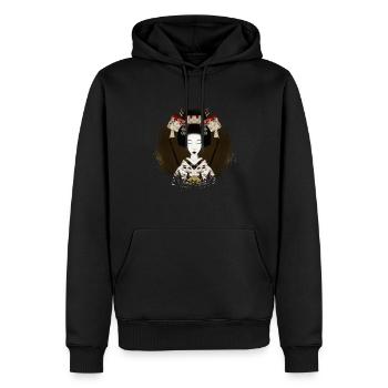 Geisha, traditionelle digitale Kunst, Japan - Männer Premium Bio Hoodie - Schwarz - Vorne - Nico (187cm)