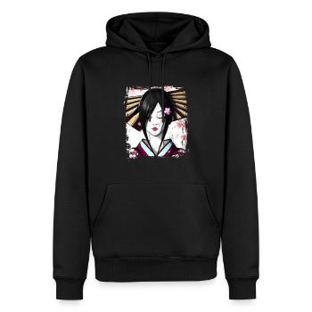 Geisha, traditionelle digitale Kunst, Japan - Männer Premium Bio Hoodie - Schwarz - Vorne - Nico (187cm)
