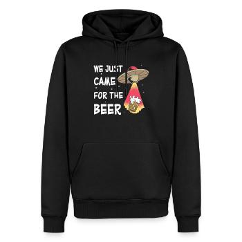 Lustige Aliens - We just came for the beer - UFO - Männer Premium Bio Hoodie - Schwarz - Vorne - Nico (187cm)
