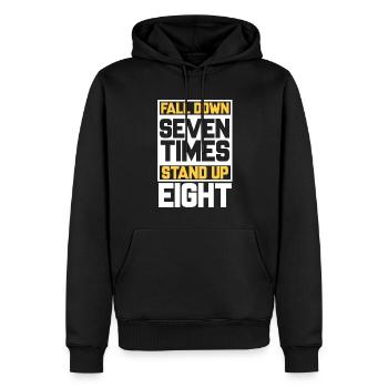 Falling down seven times, getting up eight times. Motivation - Men’s Premium Organic Hoodie - black - Front - Nico (187cm)