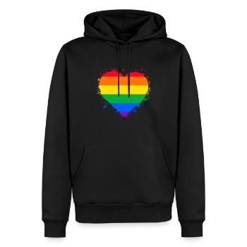 Fierté Cœur LGBTQ - Sweat à capuche Premium bio Homme - noir - Devant - Nico (187cm)