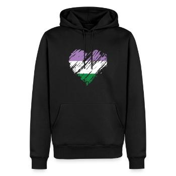 Fierté Cœur LGBTQ - Sweat à capuche Premium bio Homme - noir - Devant - Nico (187cm)